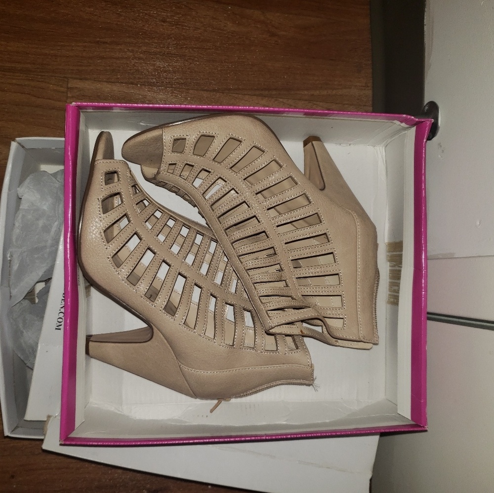 Nude cage heels
